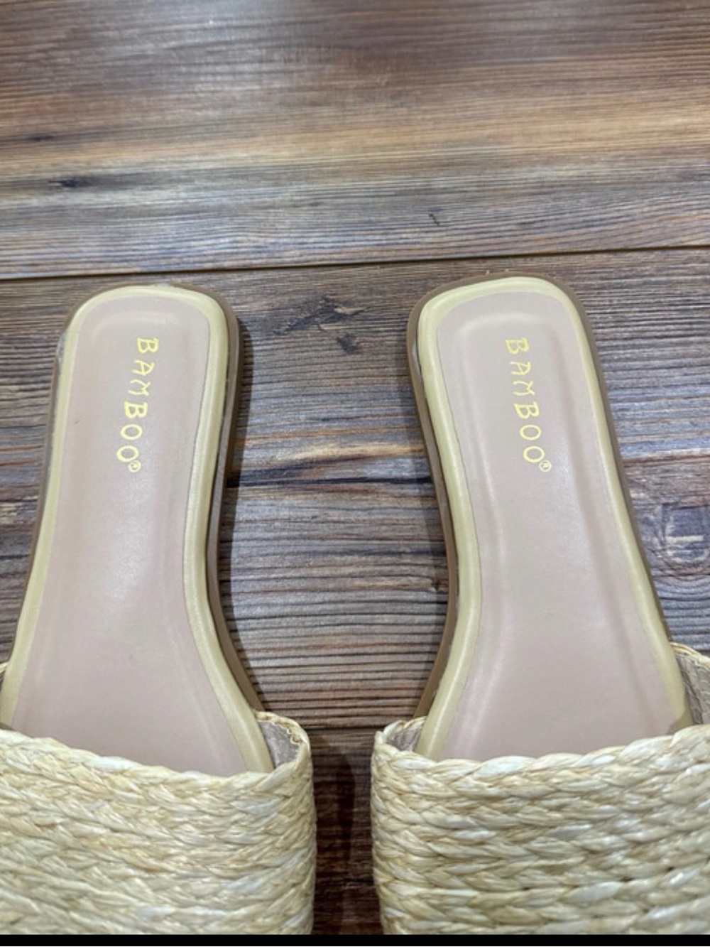 Bamboo Raffia Slide Sandals - Picture 2 of 4